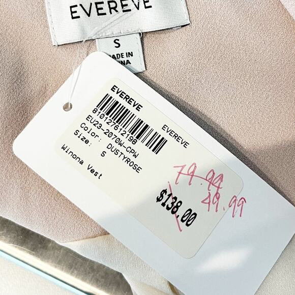 Evereve Winona Open Longline Blazer Vest in Dusty Rose Pink Small - Picture 3 of 11